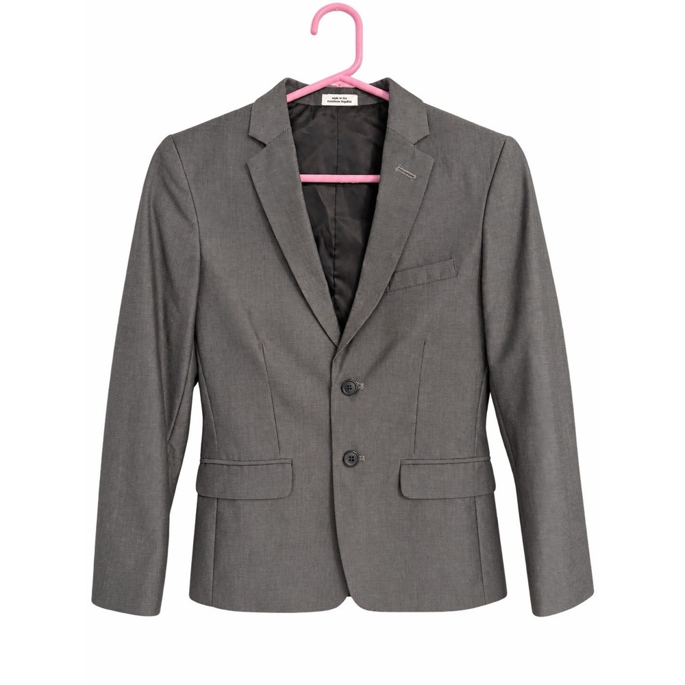 Calvin Klein Womens 12 Gray Blazer Tailored Two Button Workwear Office Career